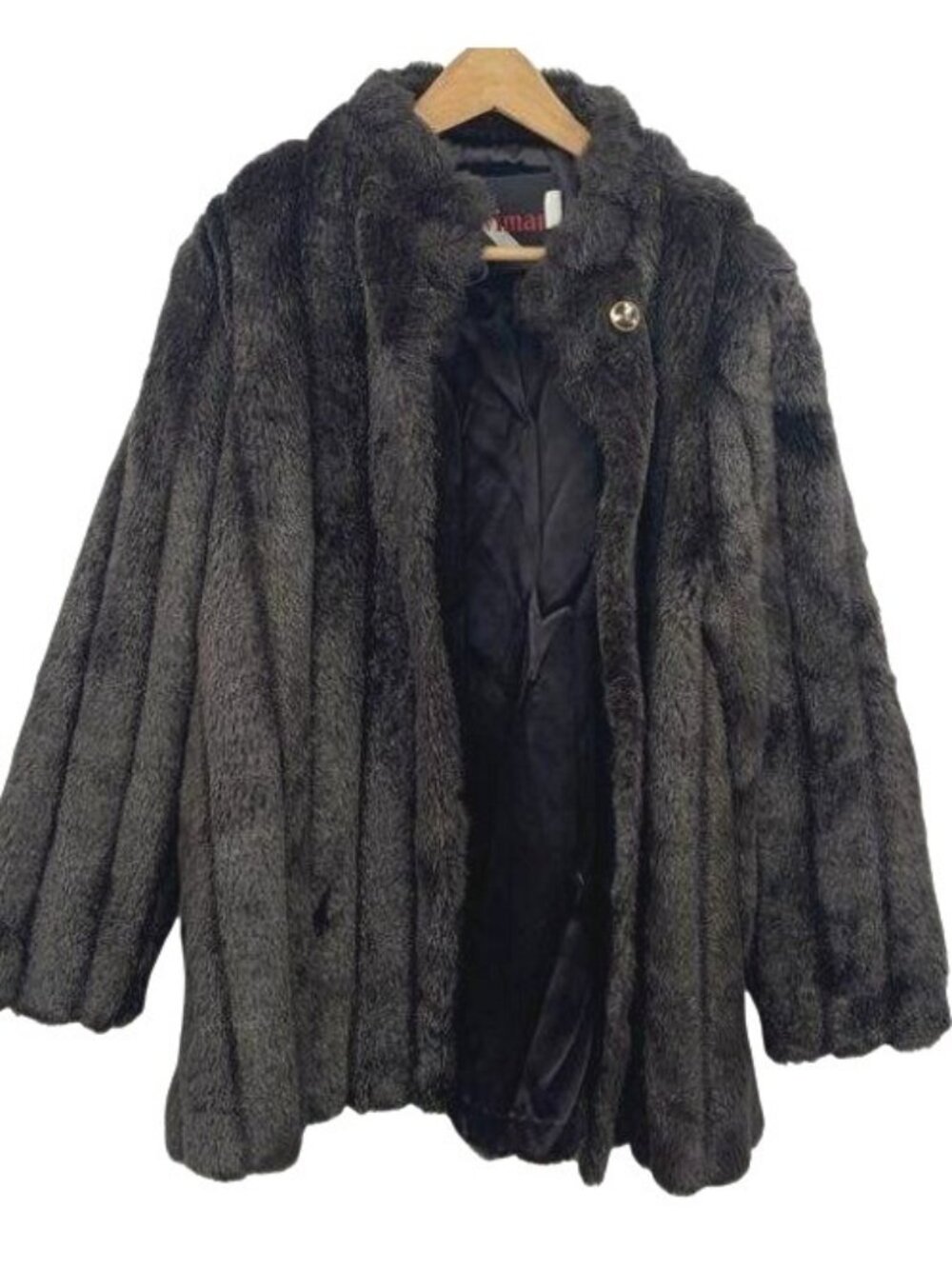 Vintage Wiman Dark Brown Faux Fur Jacket - Size 12